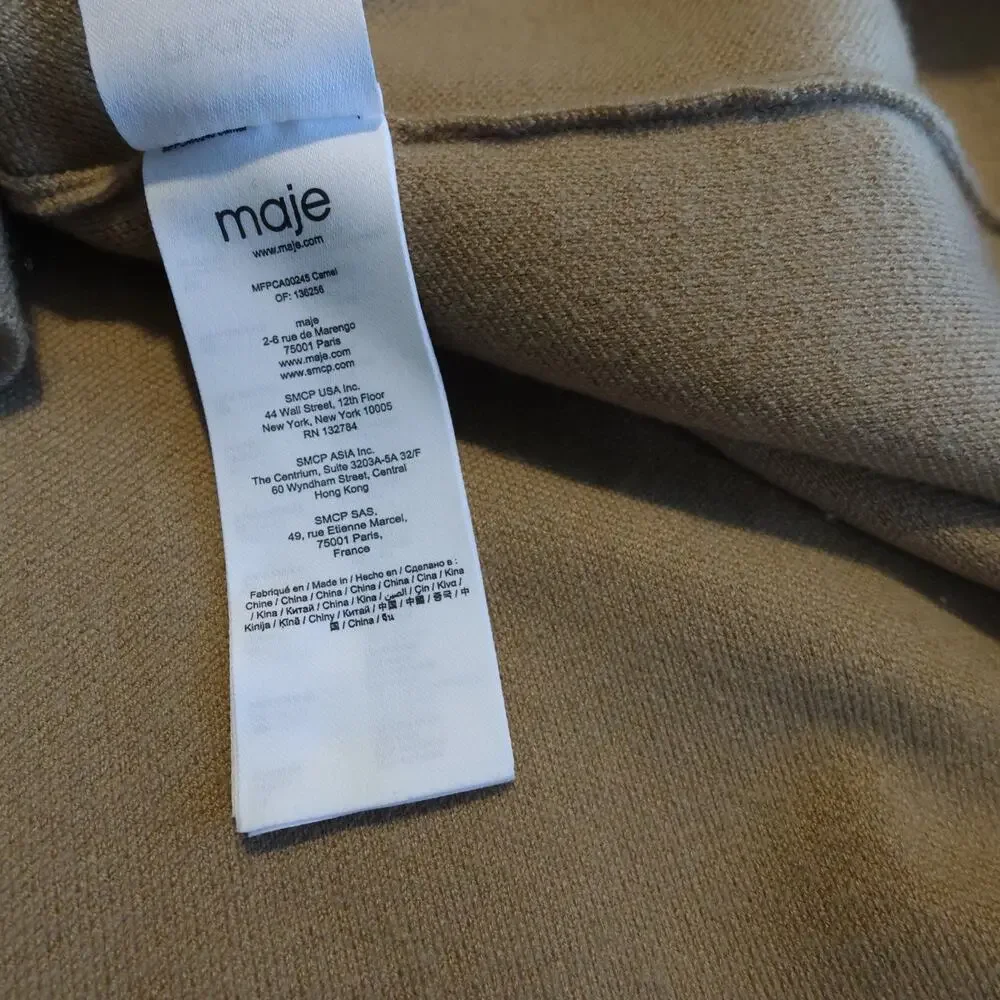 Maje Mimisal Knit Overshirt Cardigan In Camel Size 0/XS